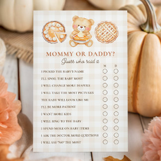 Süßes Pie Fall Baby Shower Mommy oder Daddy Spiel