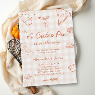 Süßes Pie Gingham Backen Coed Herbst-Baby-Party Einladung