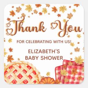 Süßes Pie-Kürbis-Herbst-Baby-Shower-Dankeschön Quadratischer Aufkleber