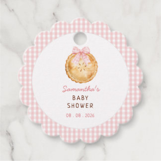 Süßes Pie Rosa Gingham Baby Shower Geschenkanhänger