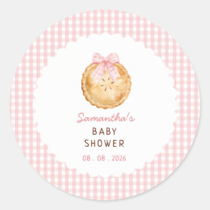 Süßes Pie Rosa Gingham Baby Shower  Runder Aufkleber