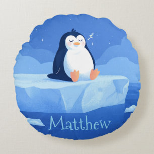 Süßes Pinguin-Geschenk, personalisierter Pinguin Rundes Kissen