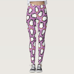 Süßes Pinguin-Muster Lila Muster Leggings