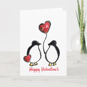 Süßes Pinguin-Paar zum Valentinstag Karte
