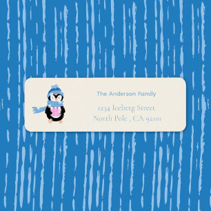 Süßes Pinguin- und Geschenk-Feiertags-Rücksendeeti