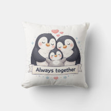 Süßes Pinguinfamilie Dekokissen - Always Together