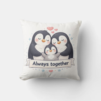 Süßes Pinguinfamilie Dekokissen - Always Together