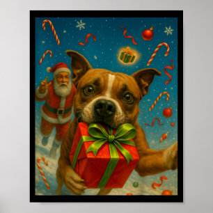 Süßes Pitbull-Weihnachts-Shirt - Santa und Pittie Poster
