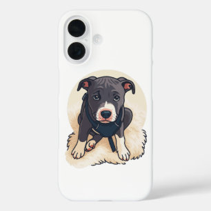 Süßes Pitbull-Welpen-Hund-Cartoon-Design iPhone 16 Hülle