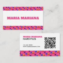 Süßes Pixel-Schmetterlingsmuster auf heißem rosa H Visitenkarte