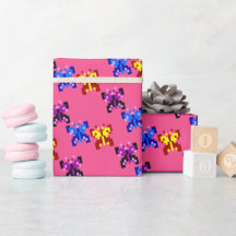 Süßes Pixel-Schmetterlingsmuster mit heißem rosa H