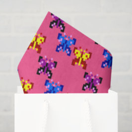 Süßes Pixel-Schmetterlingsmuster mit heißem rosa H Seidenpapier