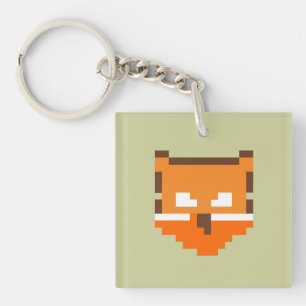 Süßes pixeliges Fuchsgesicht Schlüsselanhänger
