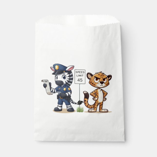 süßes Polizei-Zebra & Gepard Geschenktütchen (Vorderseite)