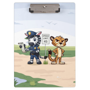 süßes Polizei-Zebra & Gepard Klemmbrett