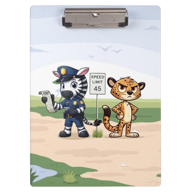 süßes Polizei-Zebra & Gepard Klemmbrett (Vorderseite)