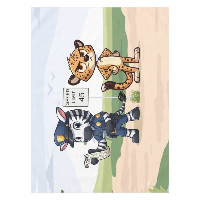 süßes Polizei-Zebra & Gepard Tischdecke (Vorderseite)