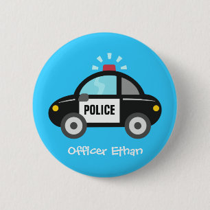 Süßes Polizeiauto mit Sirene für Kinder Button