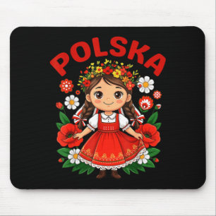 Süßes polnisches Mädchen traditionelle Volkstracht Mousepad