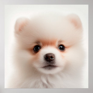 Süßes Pomeranian-Welpen-Hund-Porträt Poster