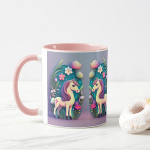 Süßes Pony mit Blumenhintergrund - Tasse