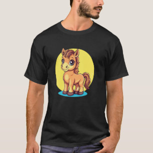 Süßes Pony mit großen Augen im Cartoon-Stil T-Shirt