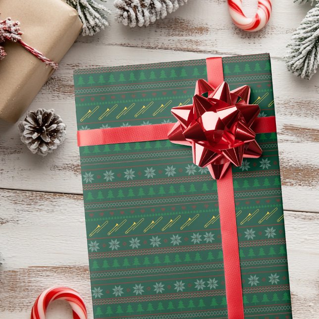 Süßes Posaunen-Weihnachts-Pullovermuster Geschenkpapier (Von Creator hochgeladen)
