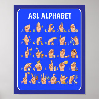 Süßes Poster des amerikanischen Zeichensprachealph