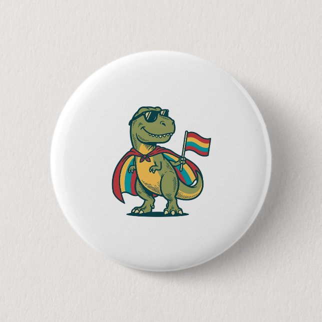 Süßes Pride-Dinosaurier-Vektor-Shirt-Design_1 Button (Vorderseite)