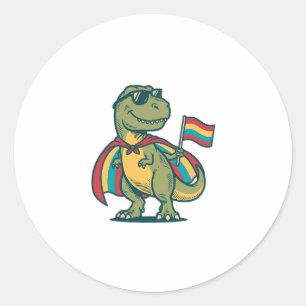Süßes Pride-Dinosaurier-Vektor-Shirt-Design_1 Runder Aufkleber