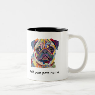 Süßes Pug-Hund-Design Zweifarbige Tasse