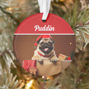 Süßes Pug-Hunde-Fest Weihnachten Foto Ornament