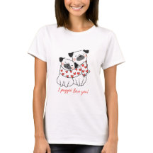 Süßes Pug-Paar mit Herzen Illustration