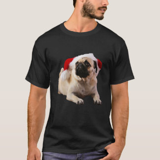 Süßes Pug-Weihnachtsmannmützen-Bild Weihnachten Hu T-Shirt