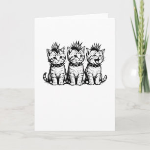 Süßes Punk-Katze Stacheliges Kätzchen-Trio-T-Shirt Karte