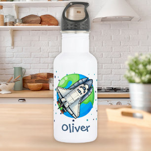 Süßes Raumschiff um die Erde Edelstahlflasche