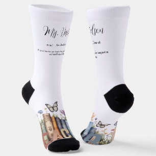 Süßes Regenbogen-Bücherregal & Bücher Lehrer-Monog Socken