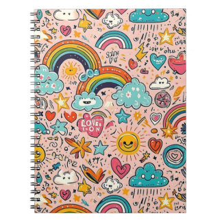 Süßes Regenbogen-Doodle-Muster Notizblock