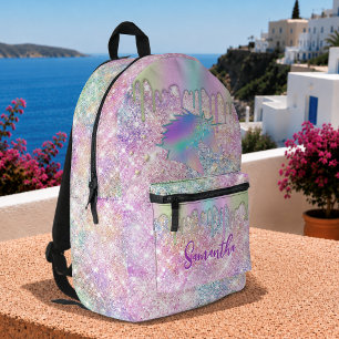 Süßes Regenbogen-Einhorn-falsche Glitter-Sterne-Mo Bedruckter Rucksack