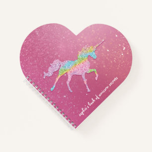 Süßes Regenbogen-Einhorn-Glitter-Notizbuch für Kin Notizbuch