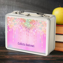 Süßes Regenbogen-Einhorn Glitter-Tropfen rosa pers
