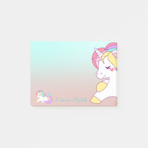 Süßes Regenbogen Einhorn, Ombre - Personalisiert Post-it Klebezettel