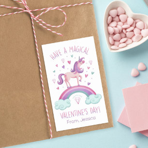 Süßes Regenbogen-Einhorn Valentinstag-Geschenk-Tag Rechteckiger Aufkleber