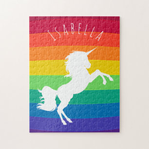 Süßes Regenbogen-Muster Weißes Einhorn Personalisi