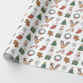 Süßes Reh Lebkuchen Festliches Weihnachtsmuster Geschenkpapier