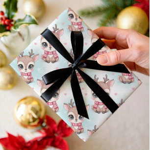 Süßes Rentier, Bobo Regenbogen-Weihnachten Geschenkpapier Set