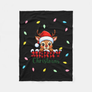 Süßes Rentier Frohe Weihnachten Shirt –kariert Hol Fleecedecke