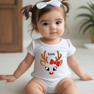 Süßes Rentier-Gesicht Baby-Body für Mädchen Baby Strampler