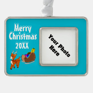 Süßes Rentier Weihnachten Individuell gerahmter We Rahmen-Ornament Silber