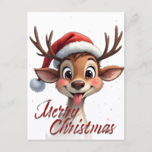 Süßes Rentier wünscht frohe Weihnachten Postkarte